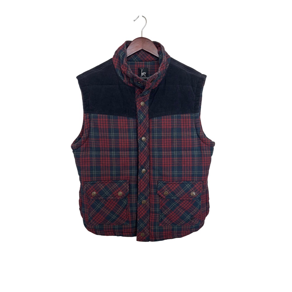 Kane & Unke Plaid Puffer Vest Quilted Insulated‎ Sleeveless Jacket XL